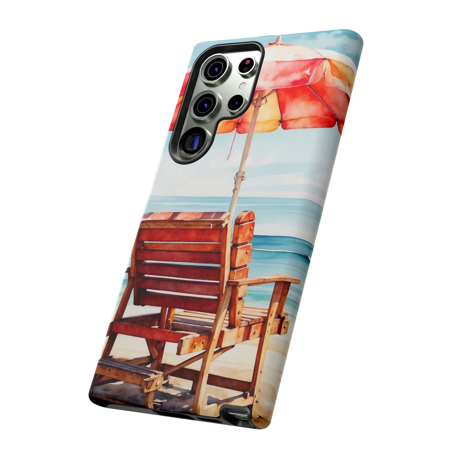 Beachfront Sunset Lounge Samsung Galaxy Case – Vibrant Watercolor Design