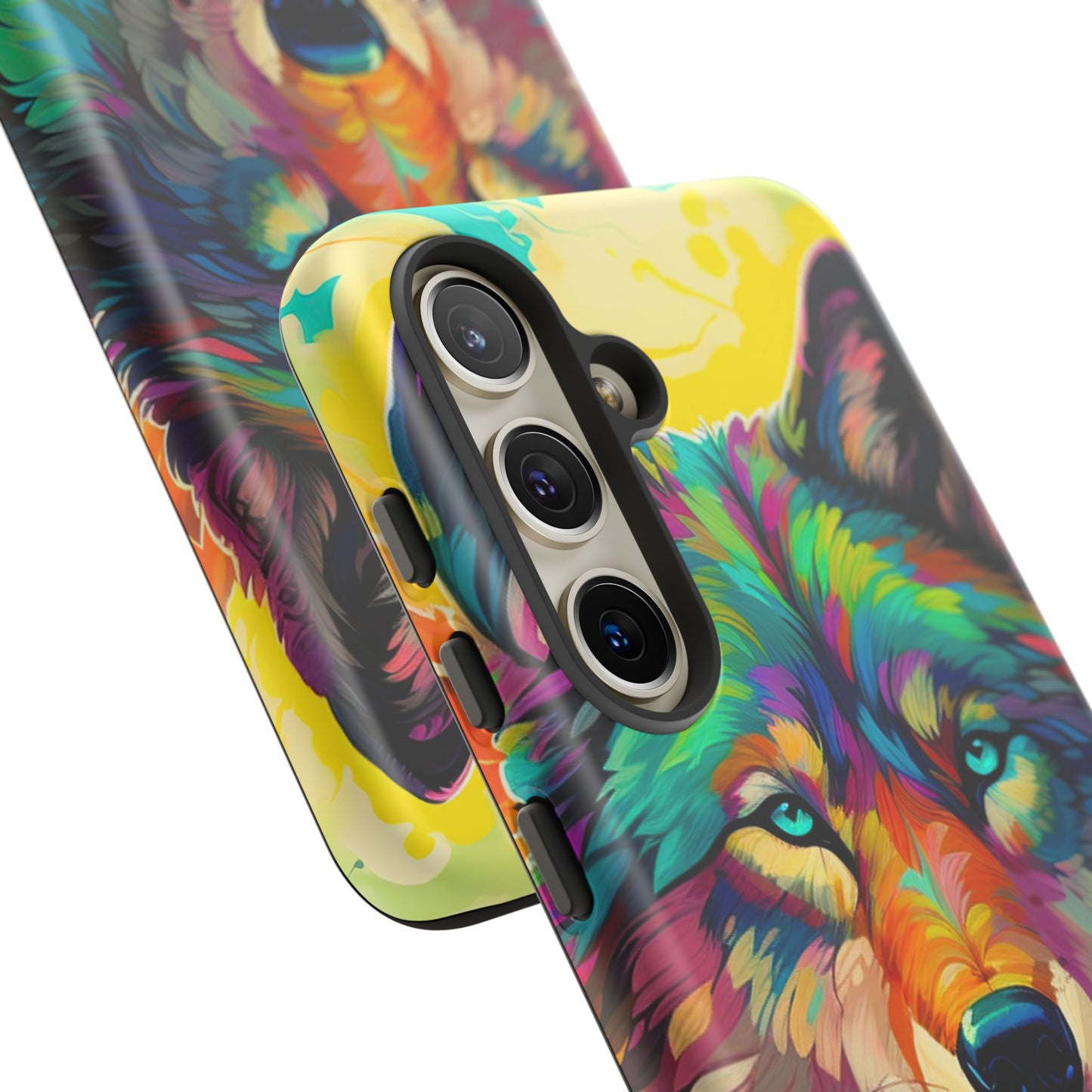 Rainbow Wolf in Bloom – Samsung Galaxy Case with Vivid Nature Design