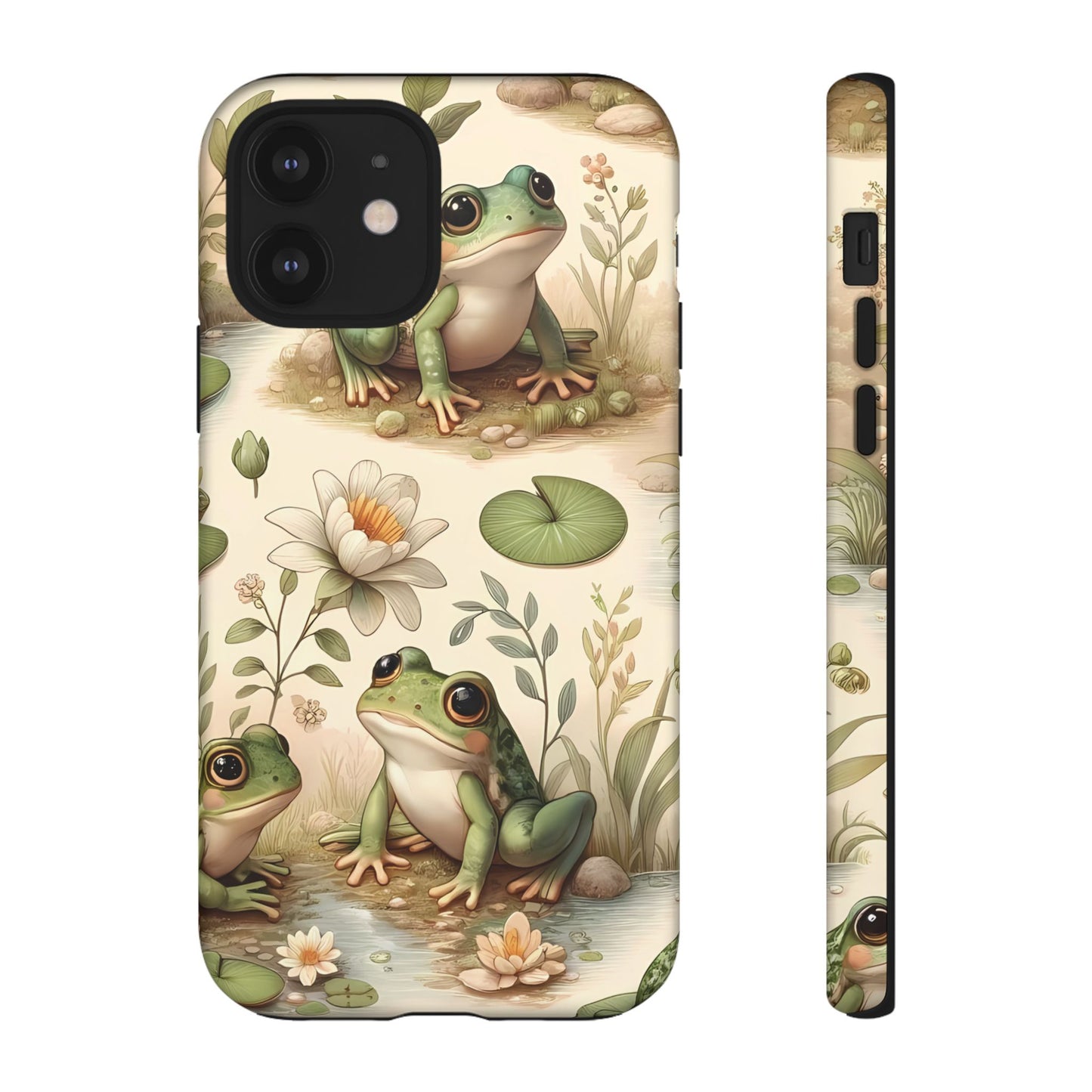 Cute Frogs Phone Case - Pond Pals Frolic - Charming Frog Lily Pad Phone Case for iPhone, Google & Samsung! Great Gift For Any Frog Lover!