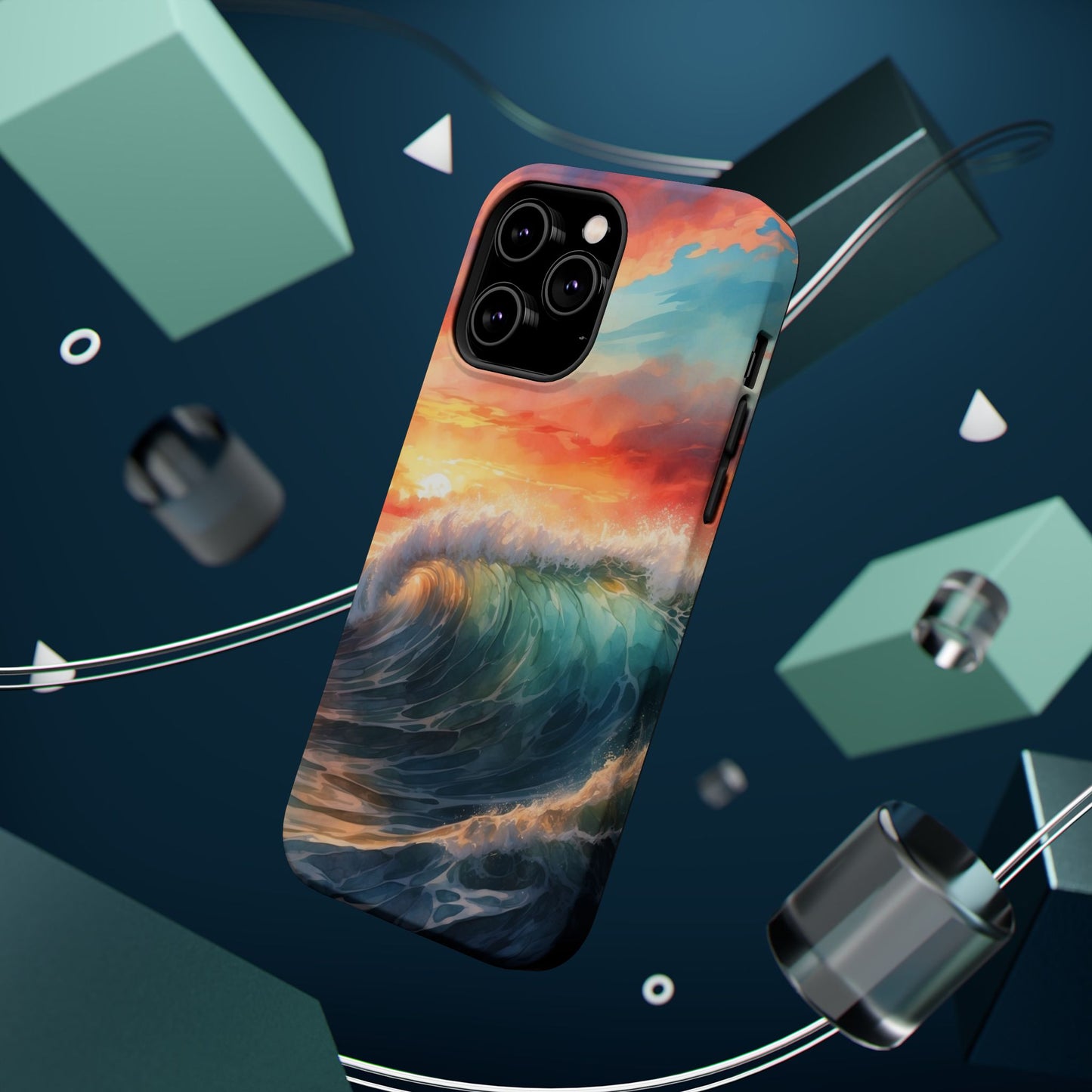 Ocean Wave Sunset MagSafe iPhone Case – Coastal Vibes Design