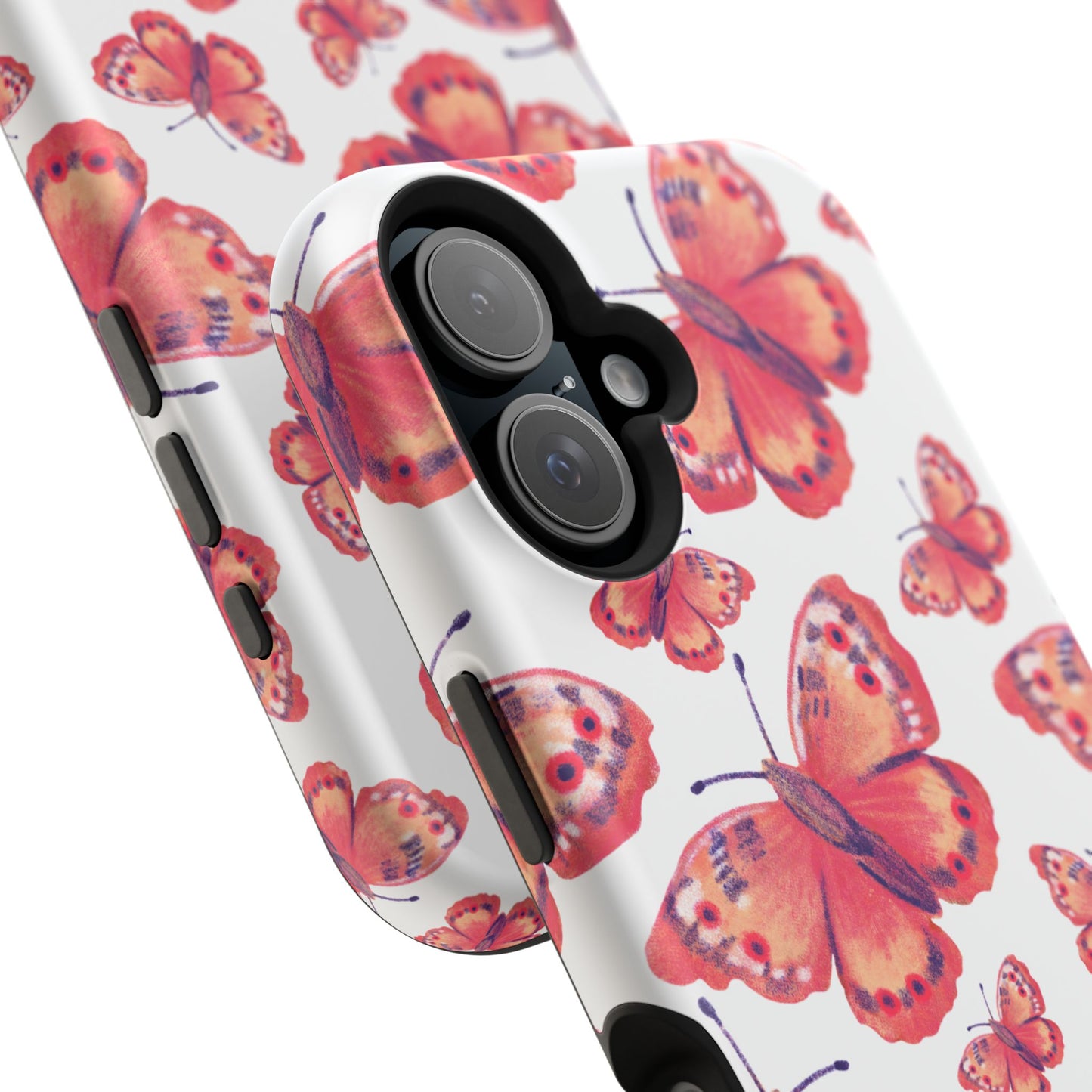 Coral Butterfly MagSafe iPhone Case – Slim, Protective Design with Bold Watercolor Print