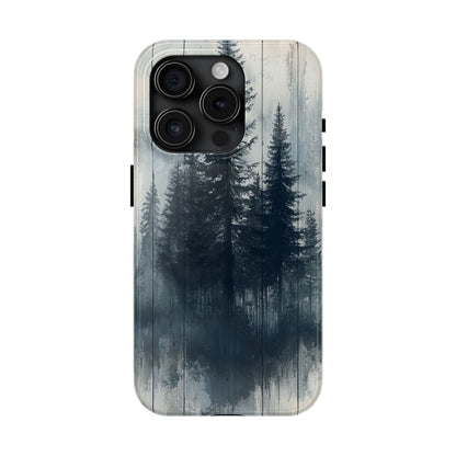 Rustic Pine Forest iPhone Case - Blue Toned Woodland Country Design