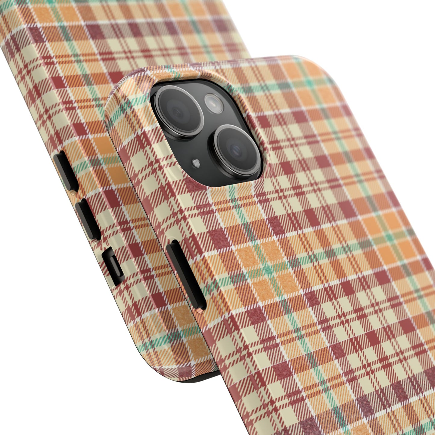 Retro Chic Plaid iPhone Case in Red, Orange, Green & Cream – Classic Vintage Style