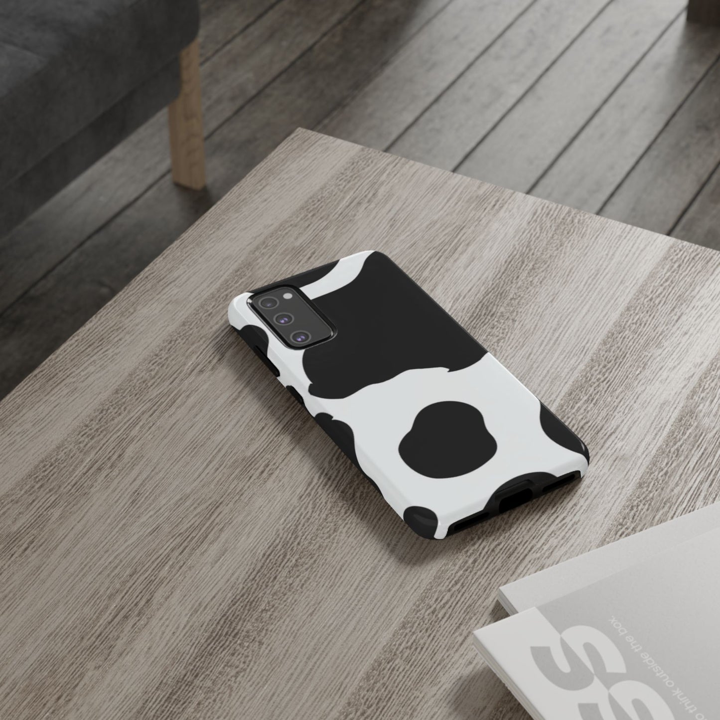 Bold Black and White Cow Print Tough Samsung Galaxy Case – Modern Animal Pattern with Dual-Layer Protection