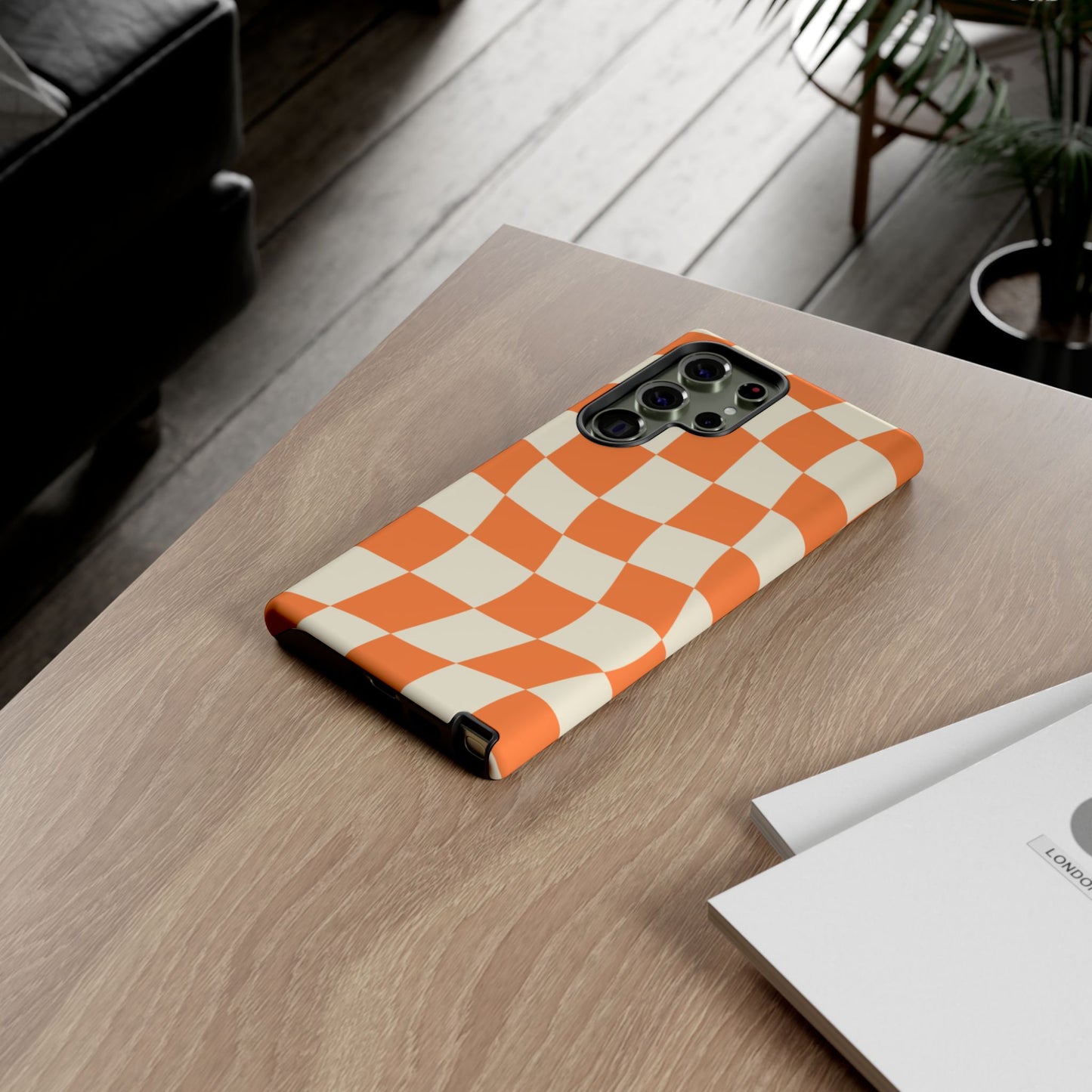 Wavy Retro Checkerboard Samsung Galaxy Case – Shockproof, Matte Finish, Dual-Layer Protection