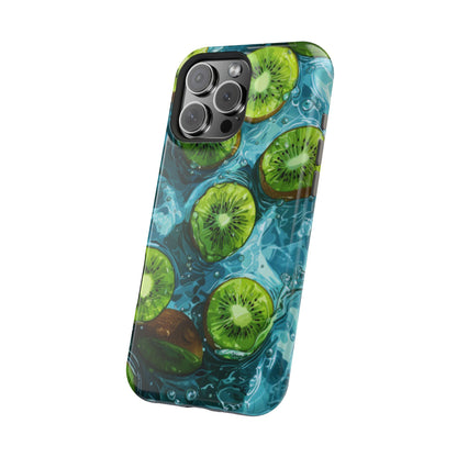 Tropical Kiwi Splash MagSafe iPhone Case – Tough Dual-Layer, Vibrant Summer Design