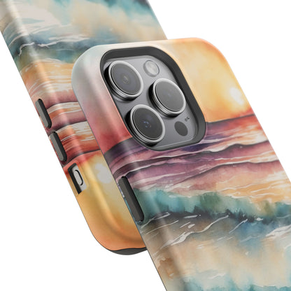 Sunset Waves MagSafe iPhone Case – Vibrant Watercolor Design