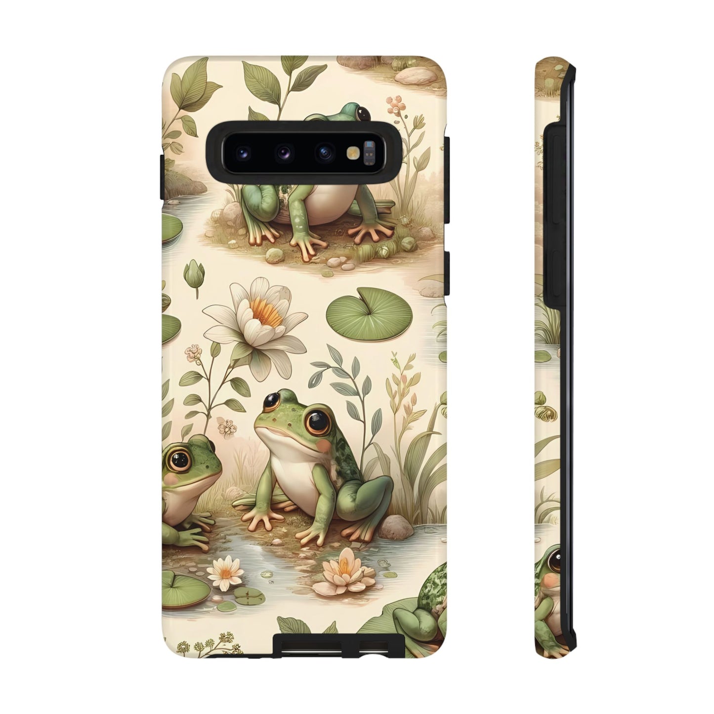 Cute Frogs Phone Case - Pond Pals Frolic - Charming Frog Lily Pad Phone Case for iPhone, Google & Samsung! Great Gift For Any Frog Lover!