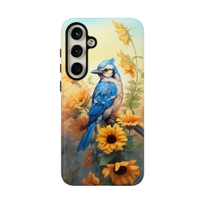 Blue Jay & Sunflowers Phone Case - Perfect Gift for Bird Lovers!