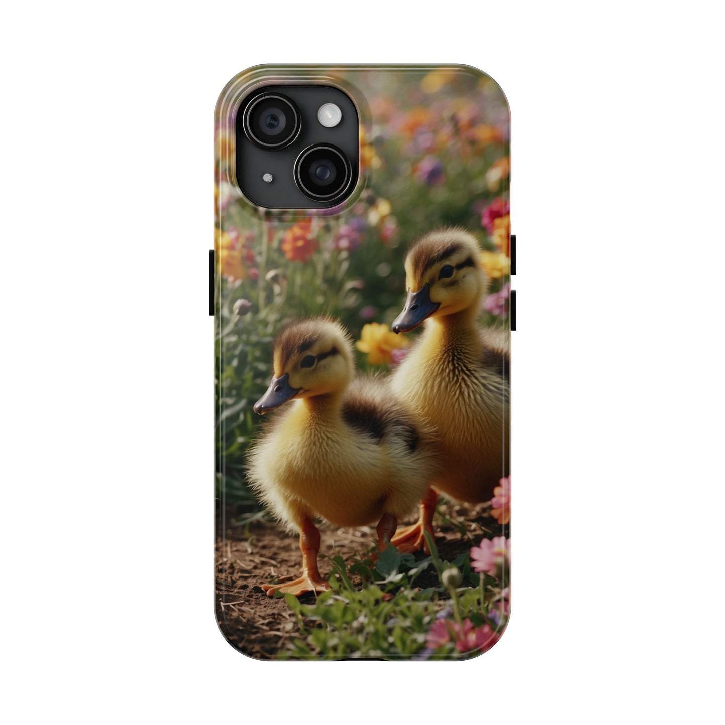 Charming Ducklings in Floral Garden - iPhone Case