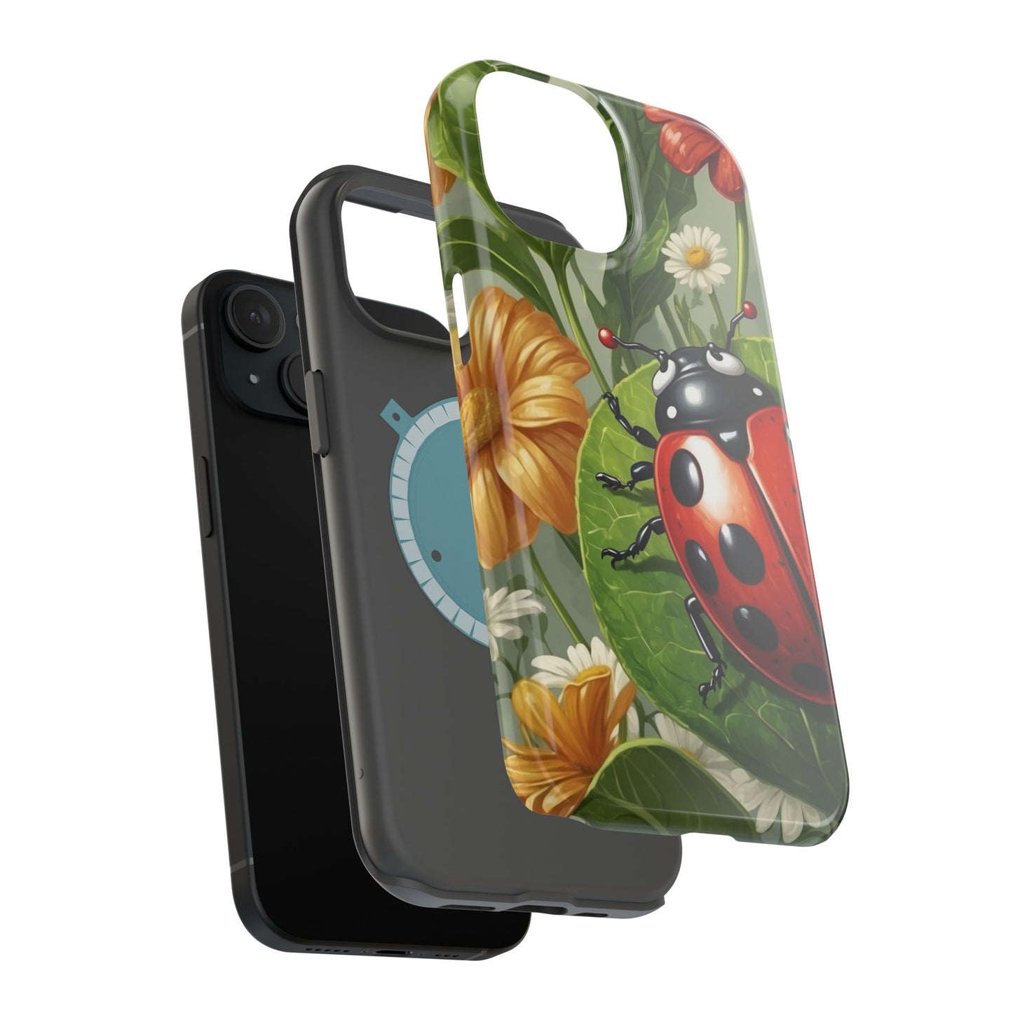 Ladybug Garden MagSafe iPhone Case – Whimsical Floral Design