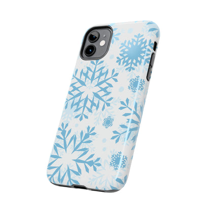 Frosty Blue Snowflakes iPhone Case – Shockproof, Smooth Matte Finish, Dual-Layer Design