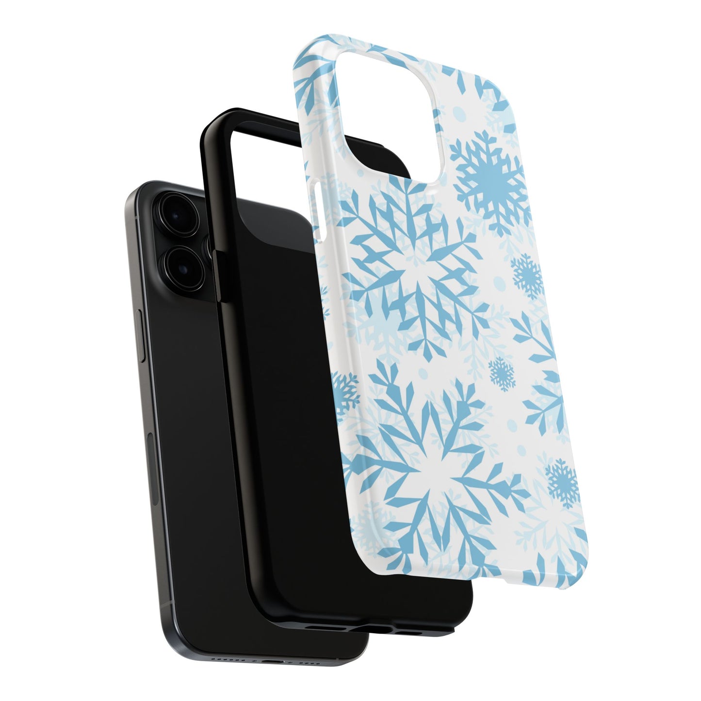 Frosty Blue Snowflakes iPhone Case – Shockproof, Smooth Matte Finish, Dual-Layer Design