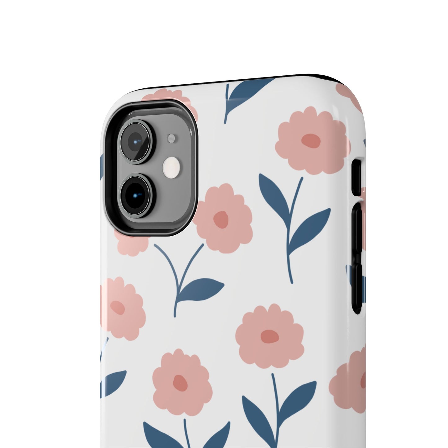 Playful Pink Floral Tough iPhone Case – Soft Pastel Design, Slim & Shockproof