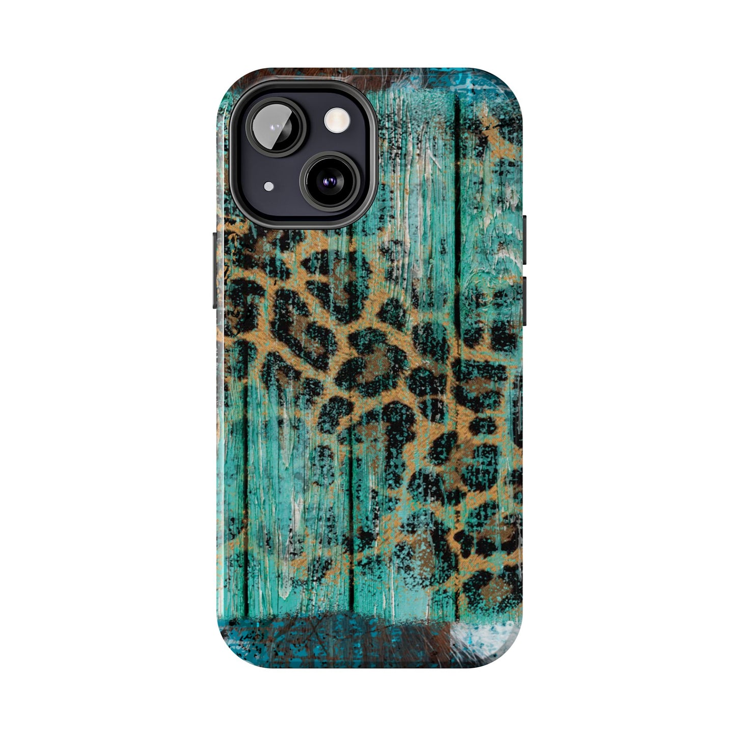 Turquoise Rustic Leopard Wood - iPhone Series Case