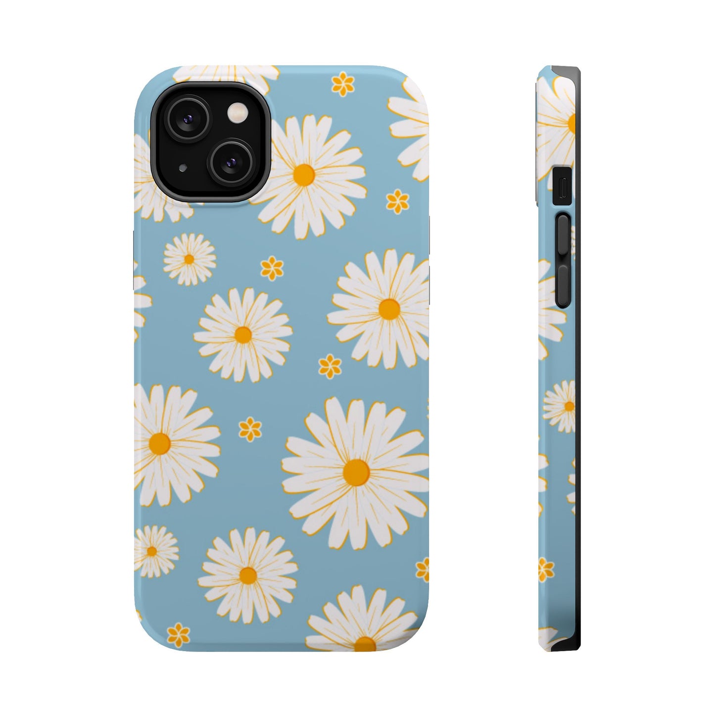 Bright Daisy MagSafe iPhone Case – Light Blue Background, Shockproof and Slim Design