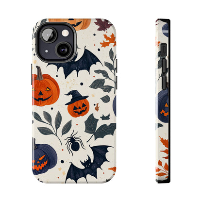 Spooky Halloween iPhone Case – Pumpkins, Bats, and Spider Design