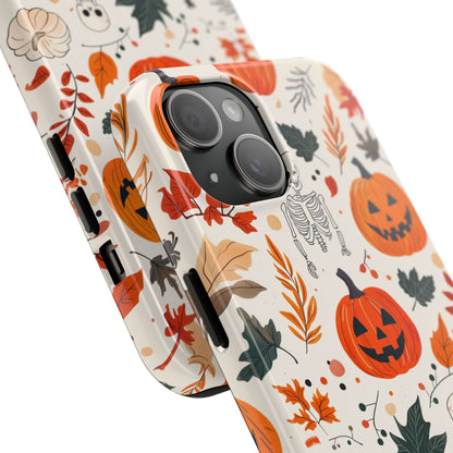 Halloween Pumpkin & Skeleton iPhone Case – Spooky Autumn Design