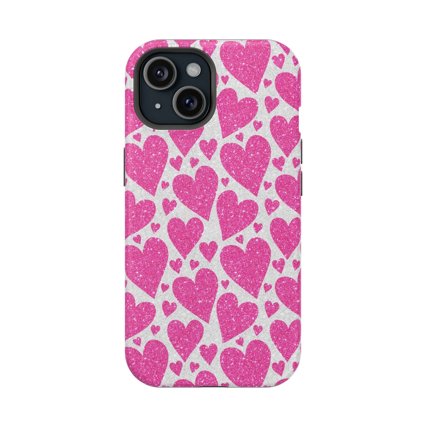 Pink Glitter Hearts Pattern MagSafe Case