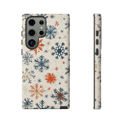 Rustic Orange and Blue Snowflake Pattern – Samsung Galaxy Series Case