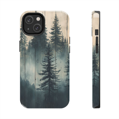 Misty Pine Forest Iphone Case - Nature-Inspired Wood Design Protective Cover