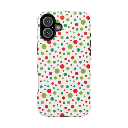 Red & Green Christmas Polka Dots – MagSafe iPhone Case