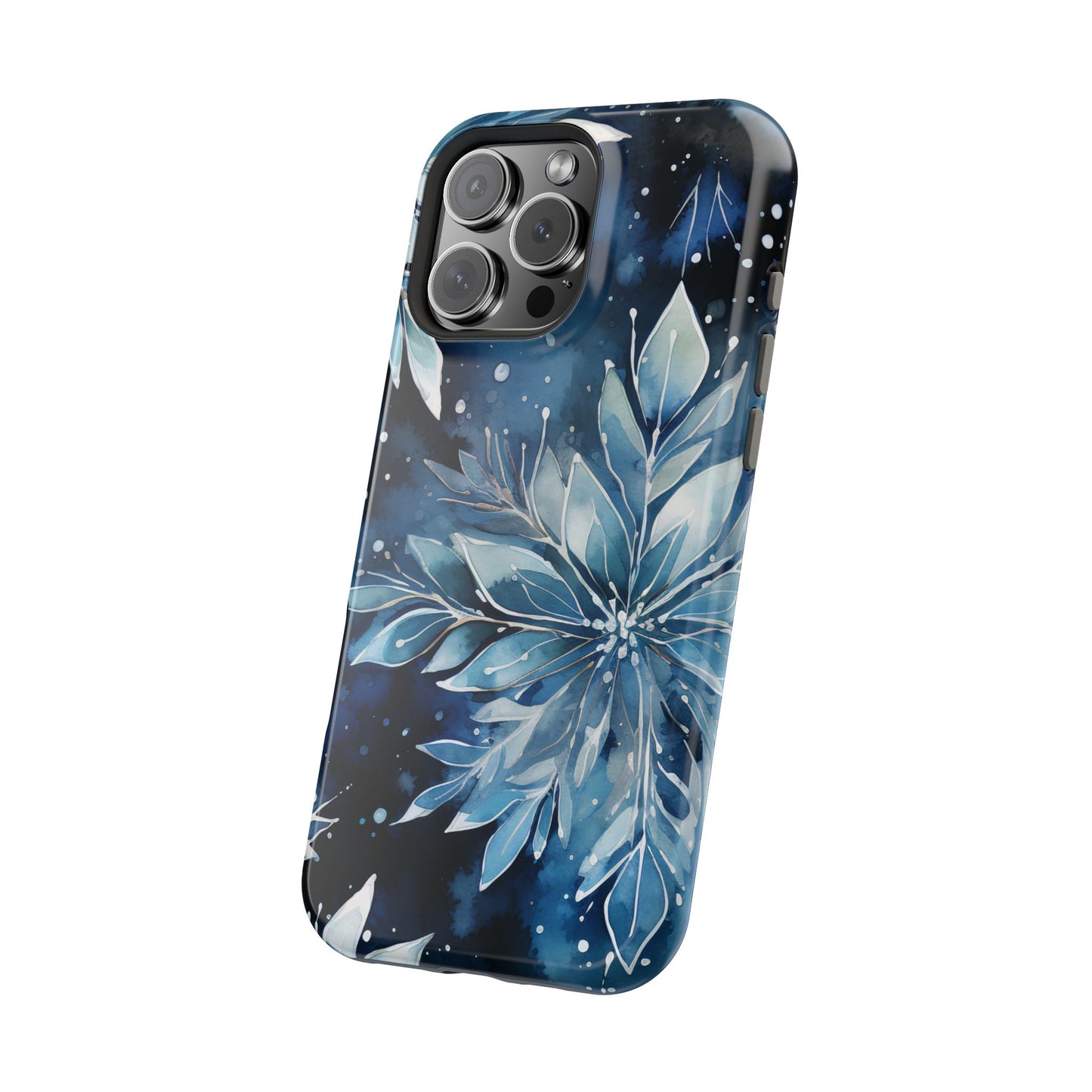 Winter’s Embrace – Blue Snowflake MagSafe iPhone Case