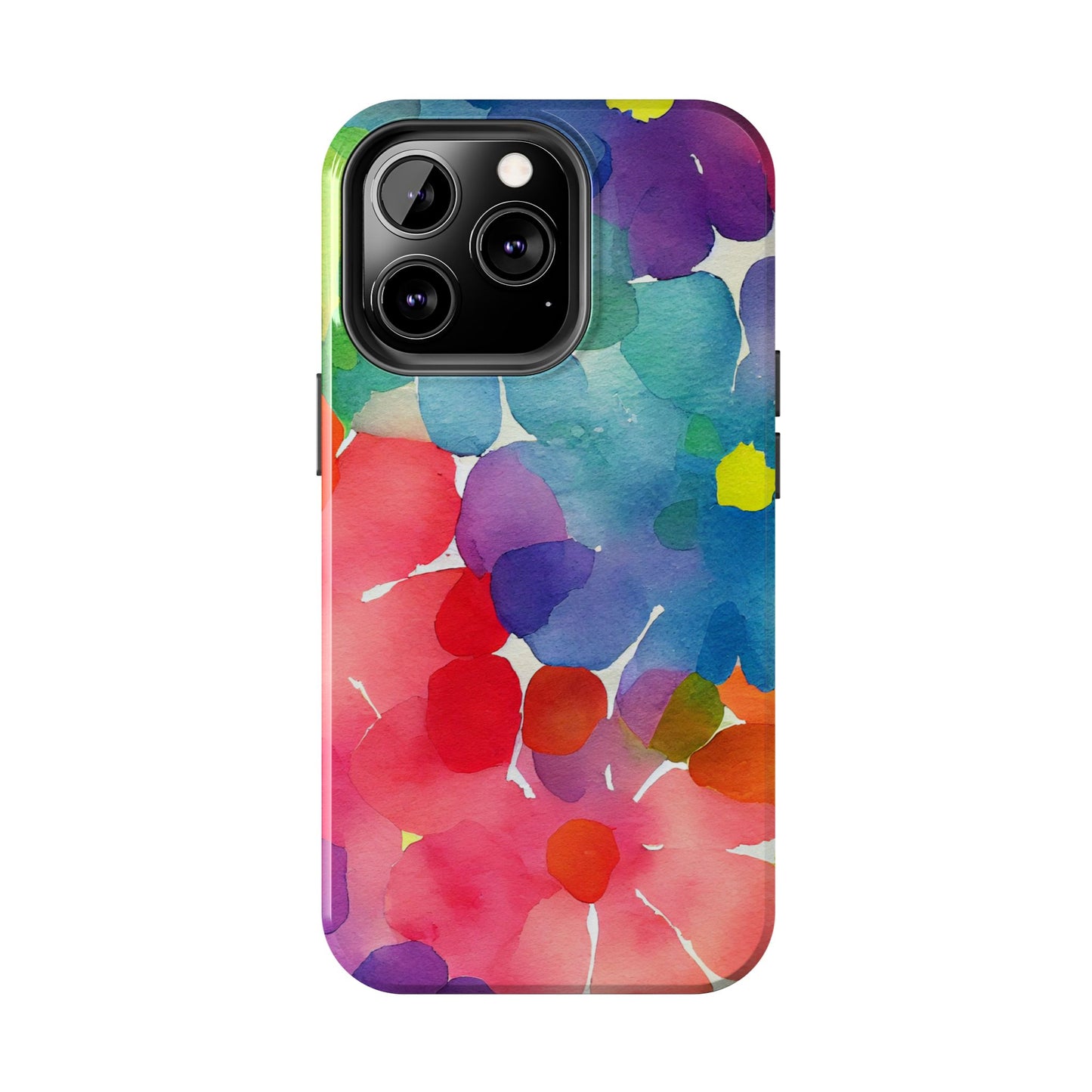 Rainbow Bloom Watercolor iPhone Case – Slim Design, Glossy Finish