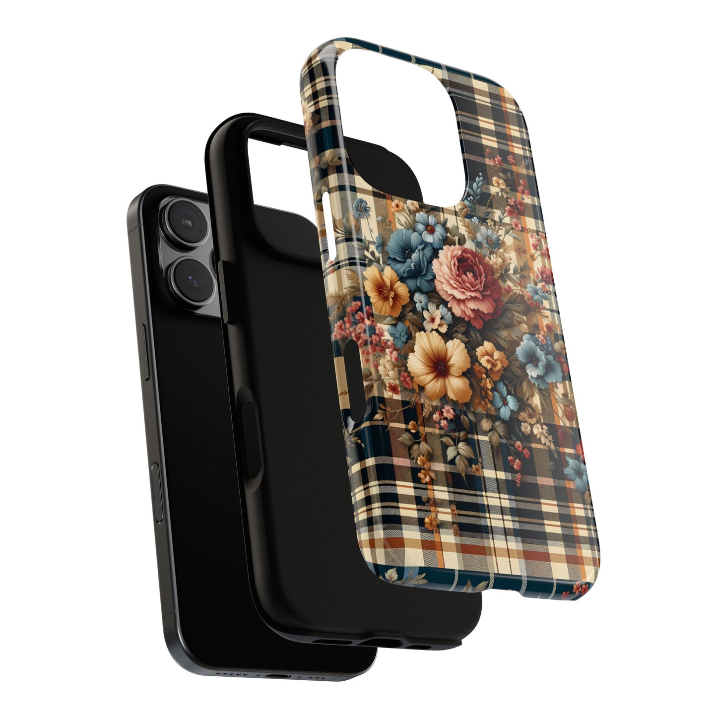 Vintage Floral Checkered Phone Case