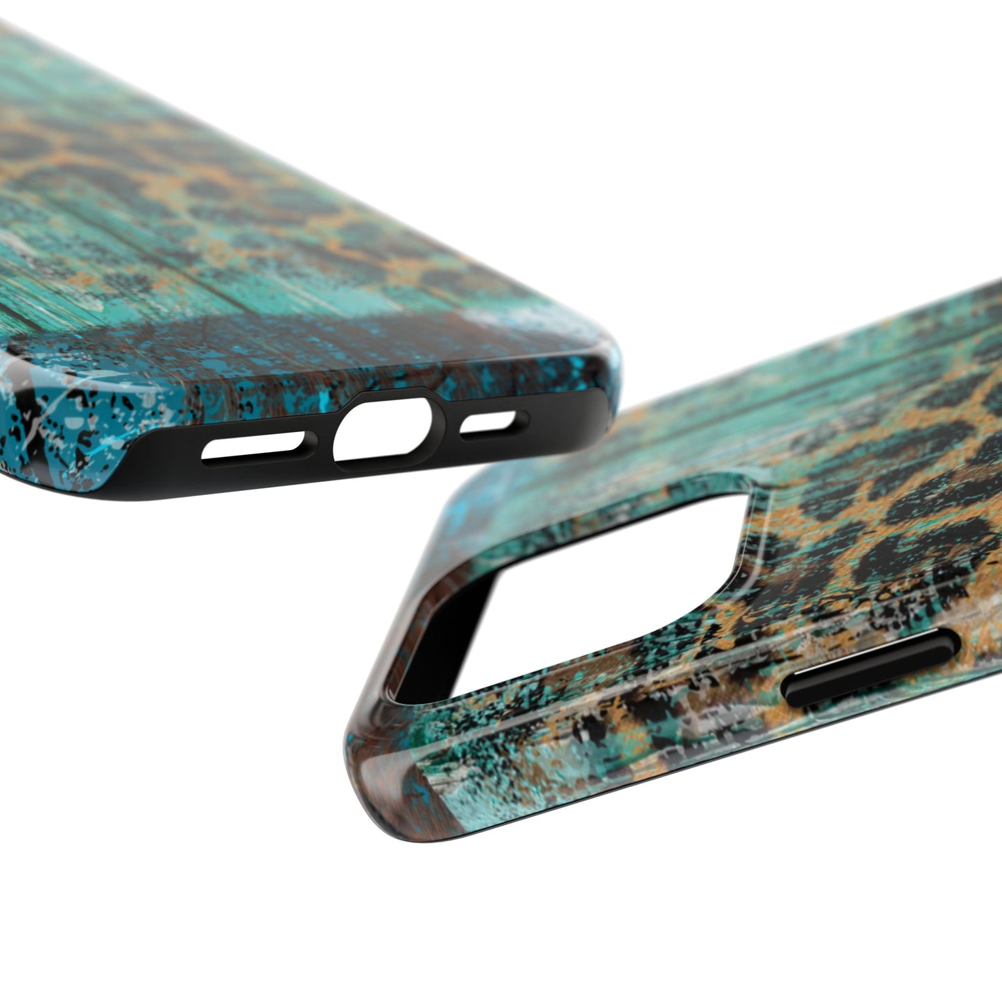 Turquoise Rustic Leopard Wood - iPhone Series Case