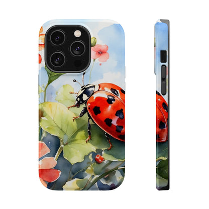 Watercolor Ladybug & Poppy Fields - MagSafe iPhone Case