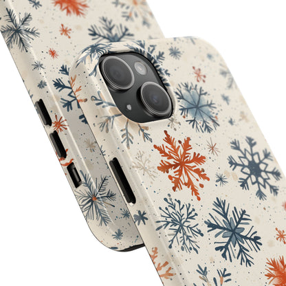 Rustic Orange and Blue Snowflake Pattern – iPhone Series Case