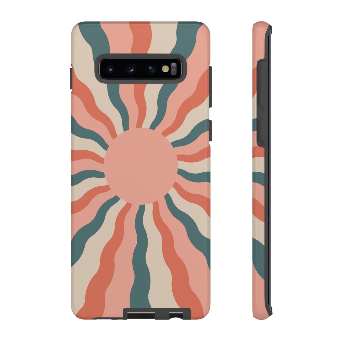 Retro Sunburst Samsung Galaxy Case – Bold 70s-Inspired Waves in Coral, Teal, and Cream