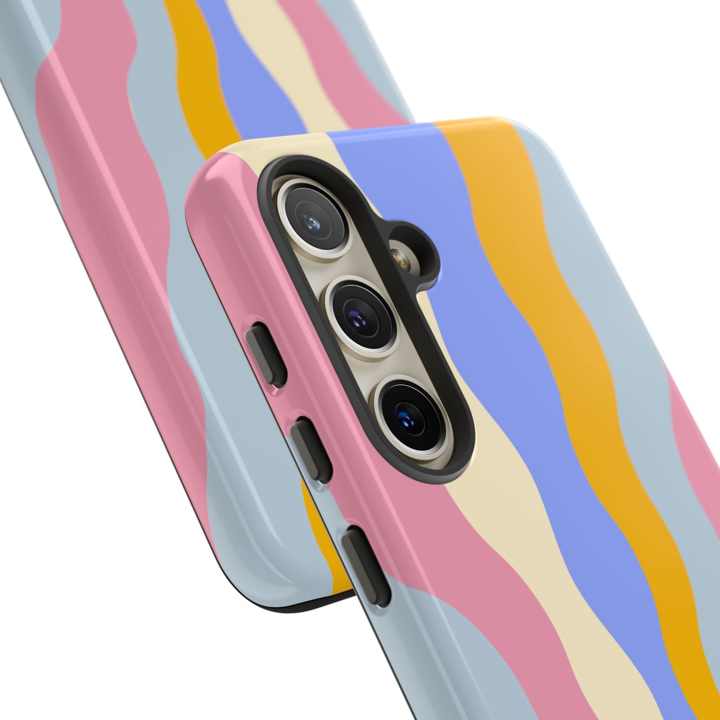 Pastel Radiance Samsung Galaxy Case – 70s-Inspired Dual-Layer Design with Wavy Sunburst Pattern