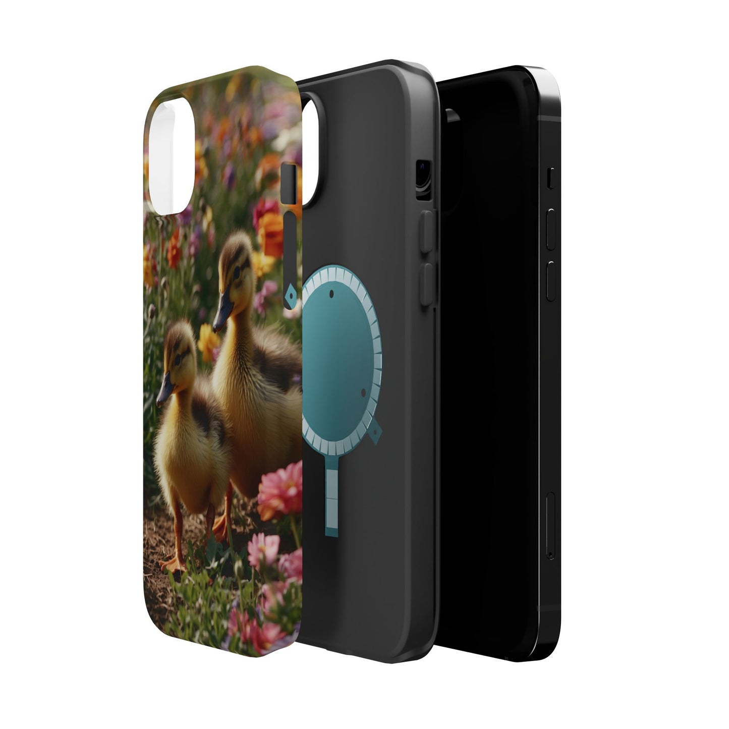 Charming Ducklings in Floral Garden - MagSafe iPhone Case