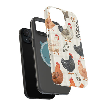 MagSafe iPhone Case: Vintage Chicken & Leaves – Farmhouse Style Case