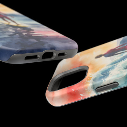 Surfer’s Sunset Wave MagSafe iPhone Case – Vibrant Watercolor Design