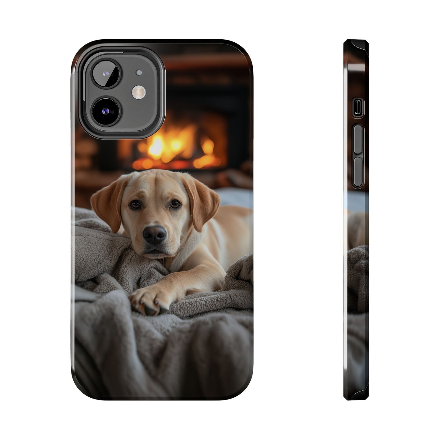 Cozy Golden Retriever by the Fireplace - iPhone Series Case