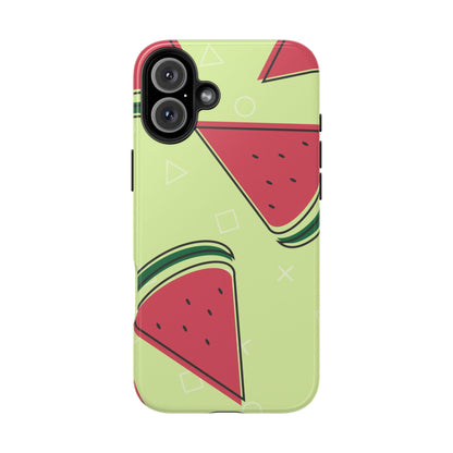 Watermelon Slice iPhone Case – Fresh & Fun Design with Retro Geometric Pattern