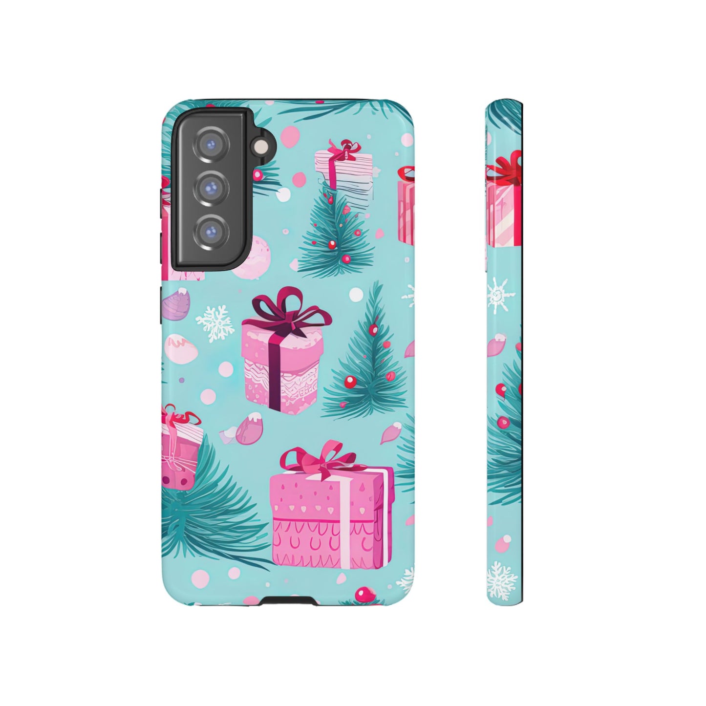 Festive Pink Christmas Gifts and Evergreen Samsung Galaxy Case – Holiday Theme, Protective Cover