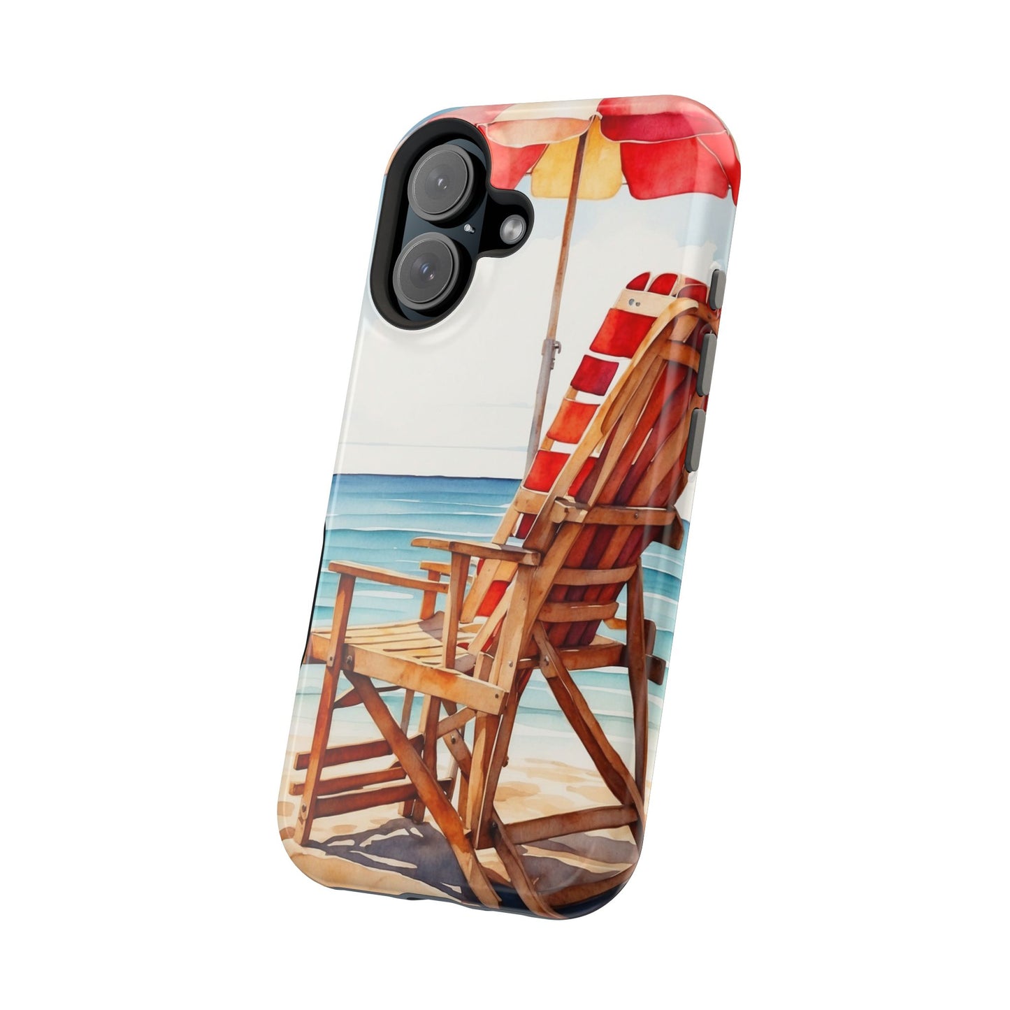 Beach Bliss MagSafe iPhone Series Case – Relaxing Seaside Chair and Umbrella Design