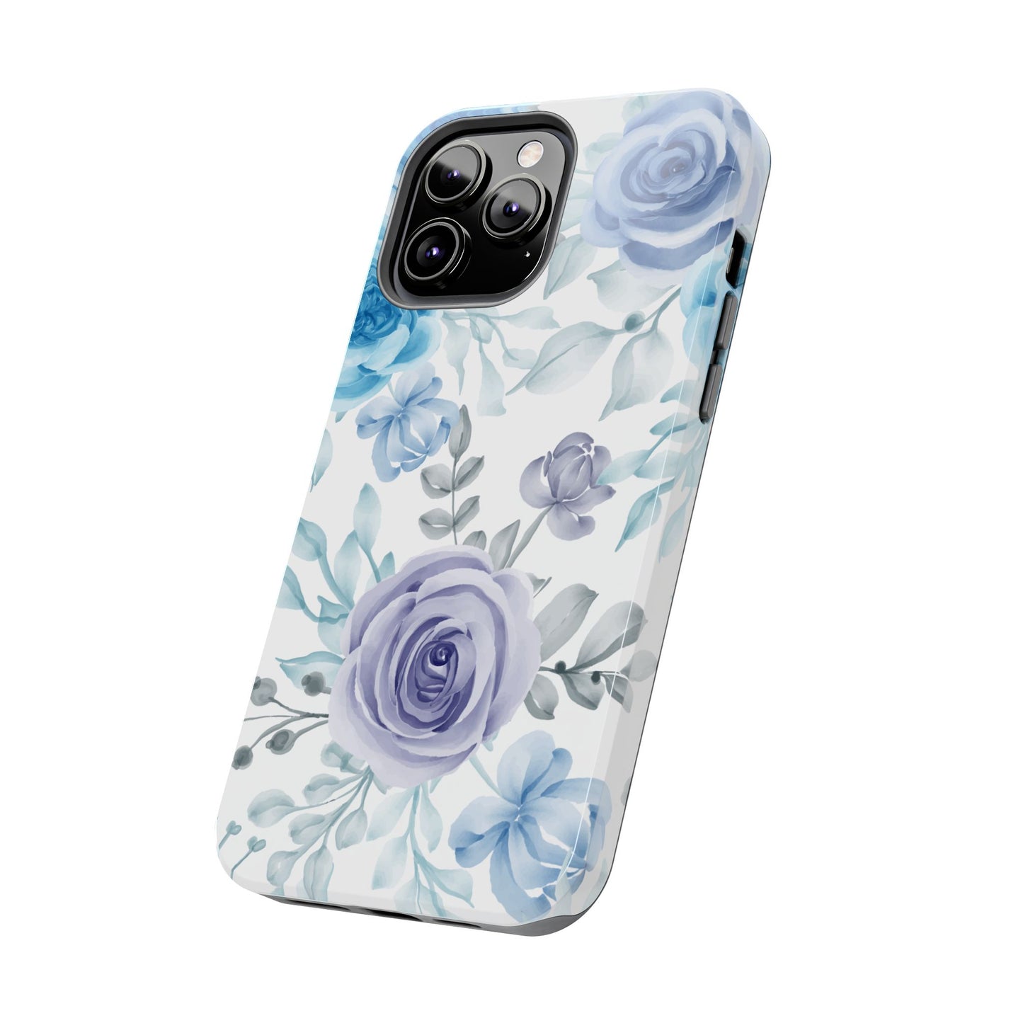 Elegant Blue & Violet Roses iPhone Case – Luxurious Floral Design for Chic Device Protection