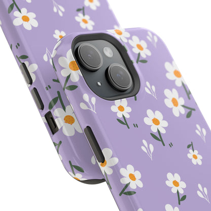 Purple Daisy Garden MagSafe  iPhone Case – Soft Lavender Background, Shockproof Protection with Slim Fit