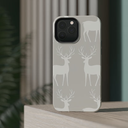 Elegant White Reindeer Pattern – MagSafe iPhone Series Case