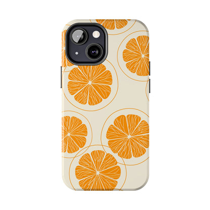 Citrus Burst Pattern Tough iPhone Case – Bold Orange Design, Shockproof Protection - BOGO Cases