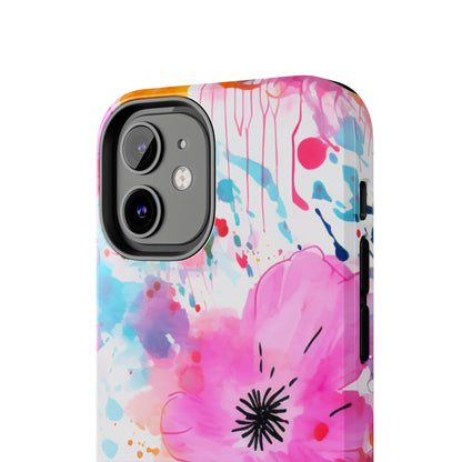 Color Splash Pink & Orange Watercolor Floral - iPhone Case