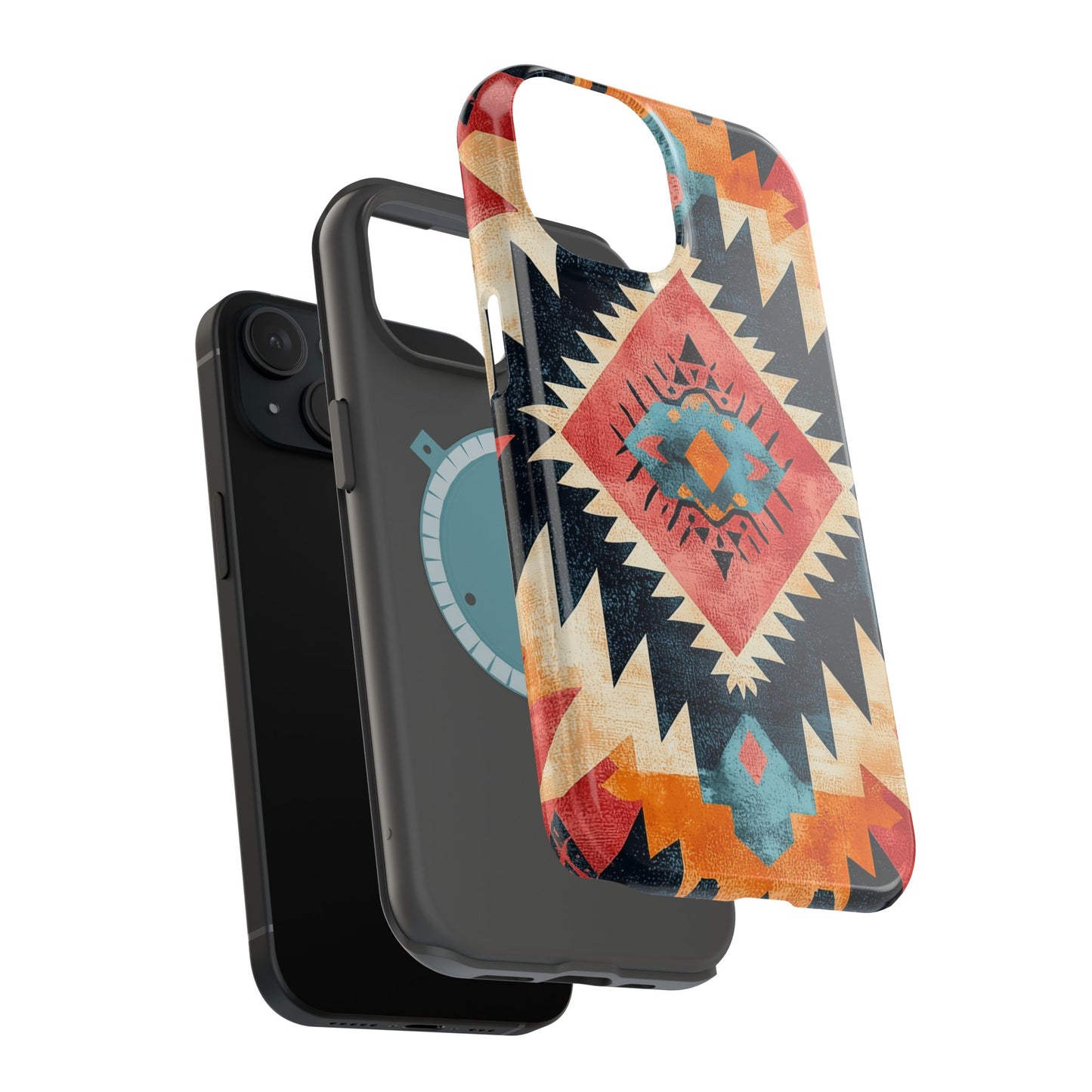 Bold Aztec Pattern Tough MagSafe iPhone Case – Vibrant Geometric Design, Dual-Layer Protection