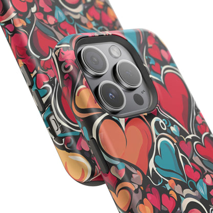 Vibrant Multicolor Heart Art – MagSafe-Compatible iPhone Case