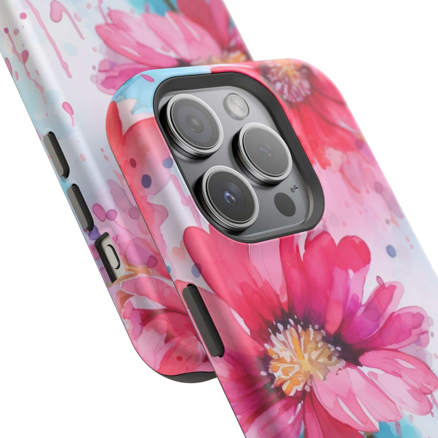 Vibrant Watercolor Red & Pink Floral - MagSafe iPhone Case