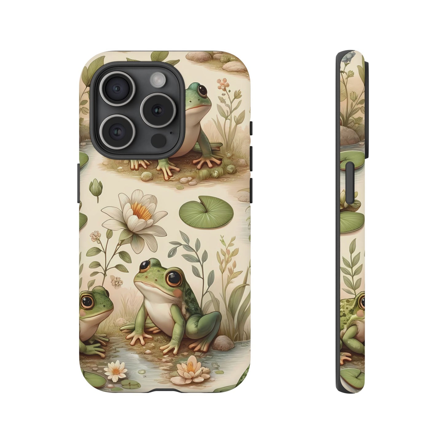 Cute Frogs Phone Case - Pond Pals Frolic - Charming Frog Lily Pad Phone Case for iPhone, Google & Samsung! Great Gift For Any Frog Lover!